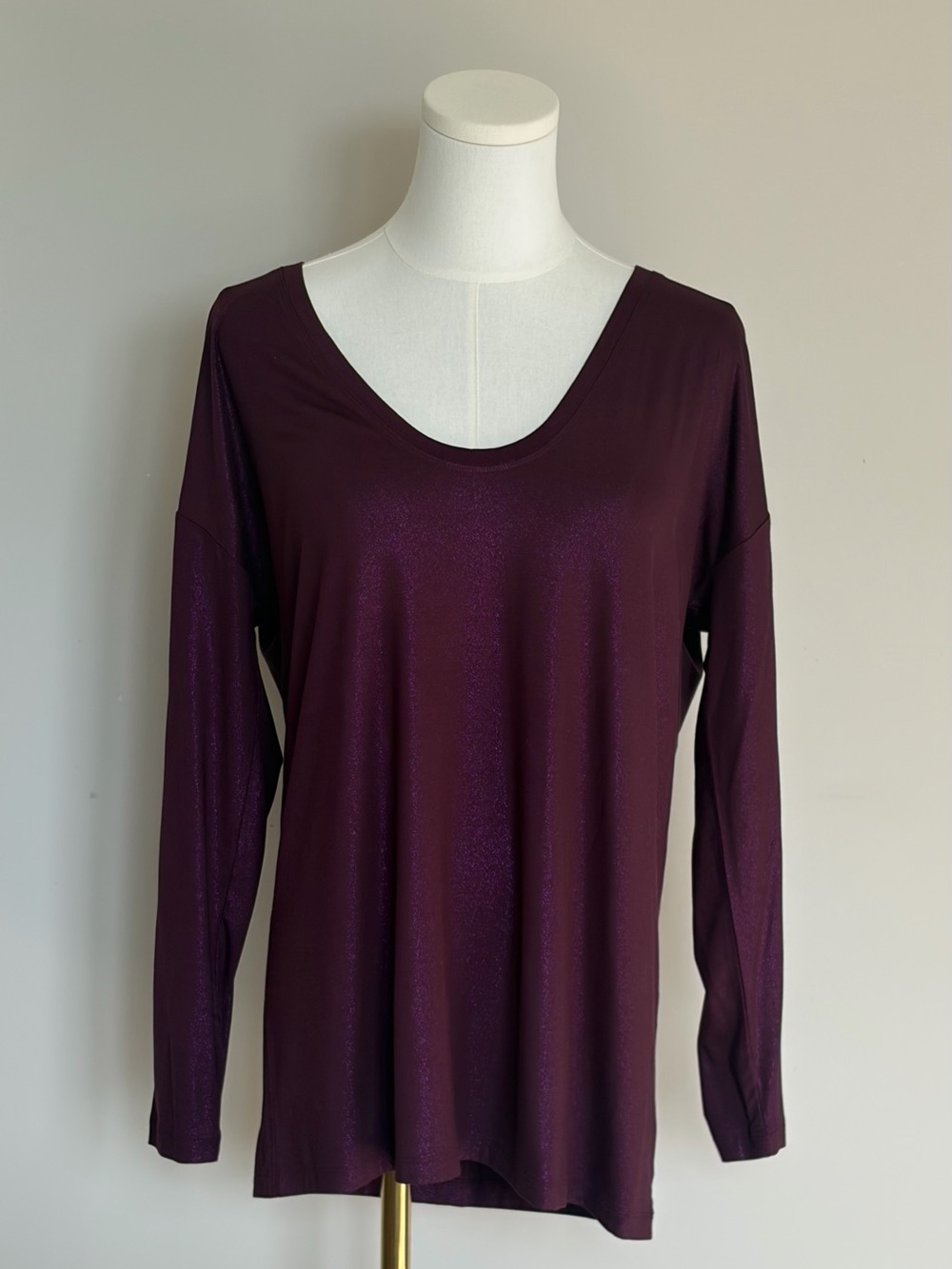 Express Long Sleeve Scoop Neck Top - Plum